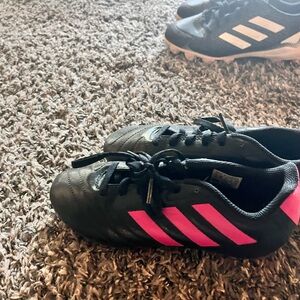 Adidas Kids Sneakers Black with Pink Stripes